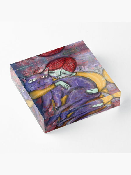 GATTO VIOLA - BLOCCO ACRILICO su ordinazione