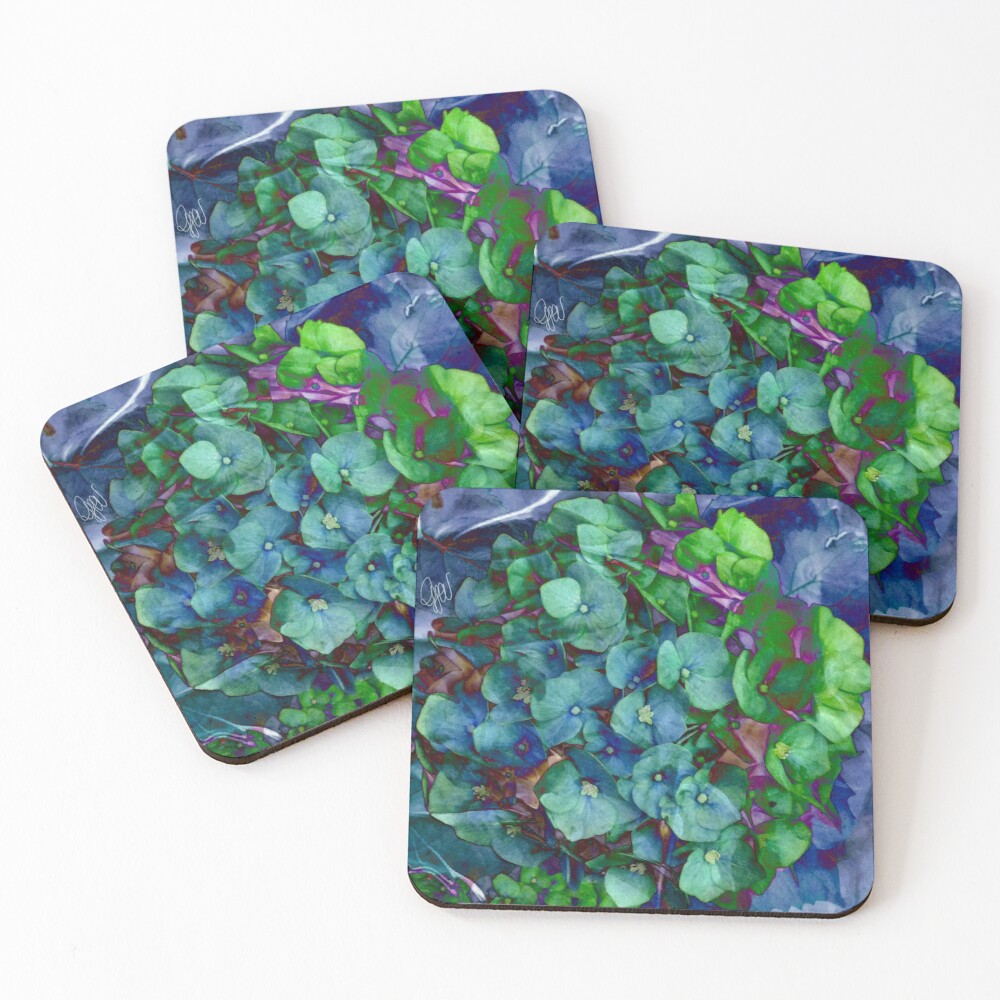 ORTENSIA BLU - SOTTOBICCHIERI (set da 4)